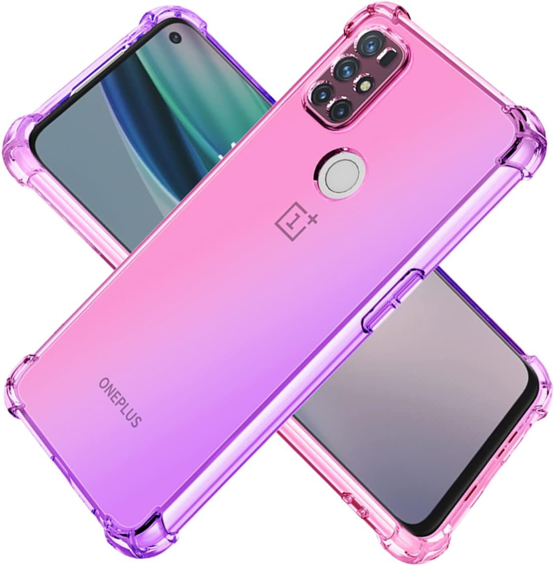 KOARWVC Phone Case for Oneplus Nord N10 5G Case,Oneplus N10 5G BE2029 Case Carbon Fiber Shockproof Rugged Shield Anti-Scratch Soft TPU Back Cover Protective Cases for Oneplus Nord N10 5G (Black)  KOARWVC Pink/Purple  
