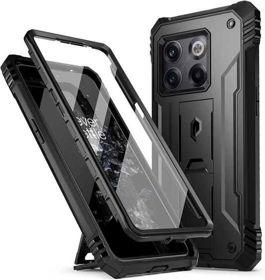 Poetic Revolution Series Designed for Oneplus 10T Case, Full-Body Rugged Dual-Layer Shockproof Protective Cover with Kickstand and Built-In-Screen Protector, Black  Poetic   