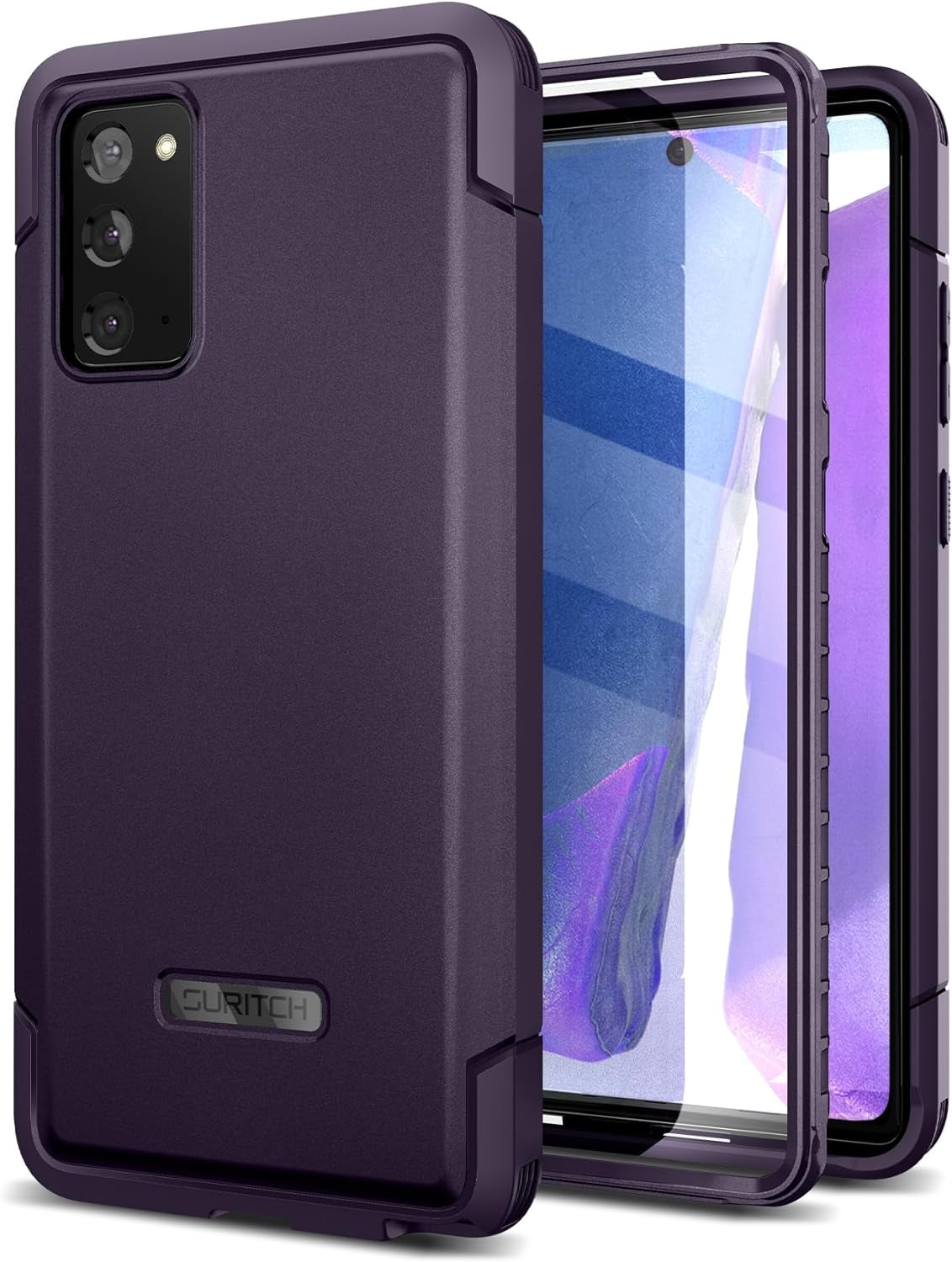SURITCH for Samsung Galaxy Note 20 Case (Only) 6.7-Inch, [2 Front Frames][Built-In Screen Protector] Full Body Protective Rugged Heavy Duty Shockproof Phone Cover -(Green)  SURITCH Purple  