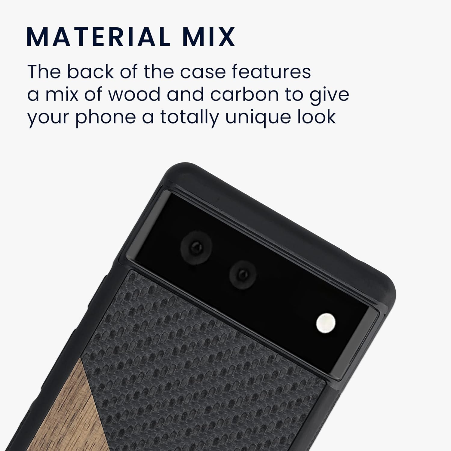 Kwmobile Case Compatible with Google Pixel 6 - Hard Phone Cover with TPU Bumper and Wood/Carbon Back - Dark Brown/Black  kwmobile   