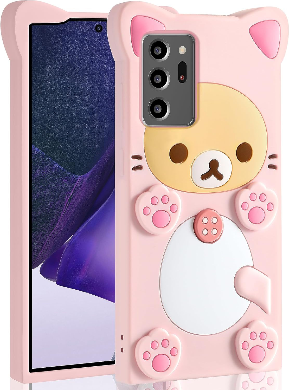 Stsnano Kawaii for Note 20 Ultra Case 3D Cute Cartoon Bear Phone Cases Fashion Cool Fun Funny Bear Soft TPU Covers for Samsung Galaxy Note 20 Ultra 5G 6.9" Silicone Cover for Women Girls Kids PK  STSNano   