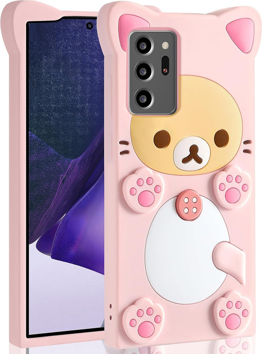 Stsnano Kawaii for Note 20 Ultra Case 3D Cute Cartoon Bear Phone Cases Fashion Cool Fun Funny Bear Soft TPU Covers for Samsung Galaxy Note 20 Ultra 5G 6.9" Silicone Cover for Women Girls Kids PK  STSNano   