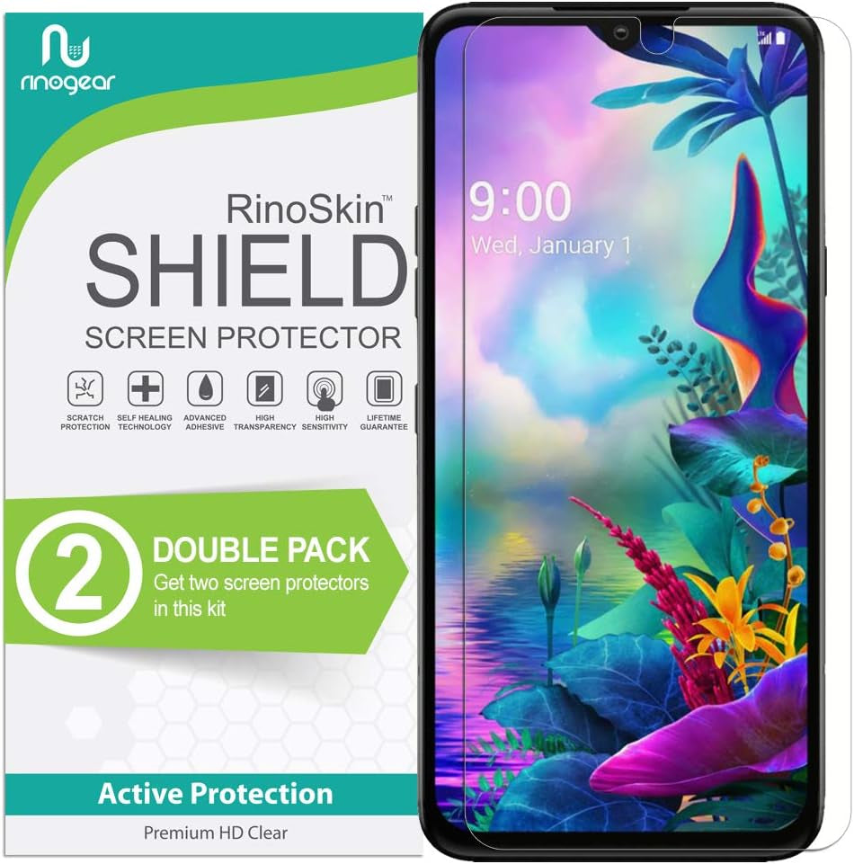 Rinogear (2-Pack Screen Protector for LG G8 Thinq (6.1" Inch) Screen Protector Case Friendly Accessories Flexible Full Coverage Clear TPU Film  RinoGear 6.4"-In.  