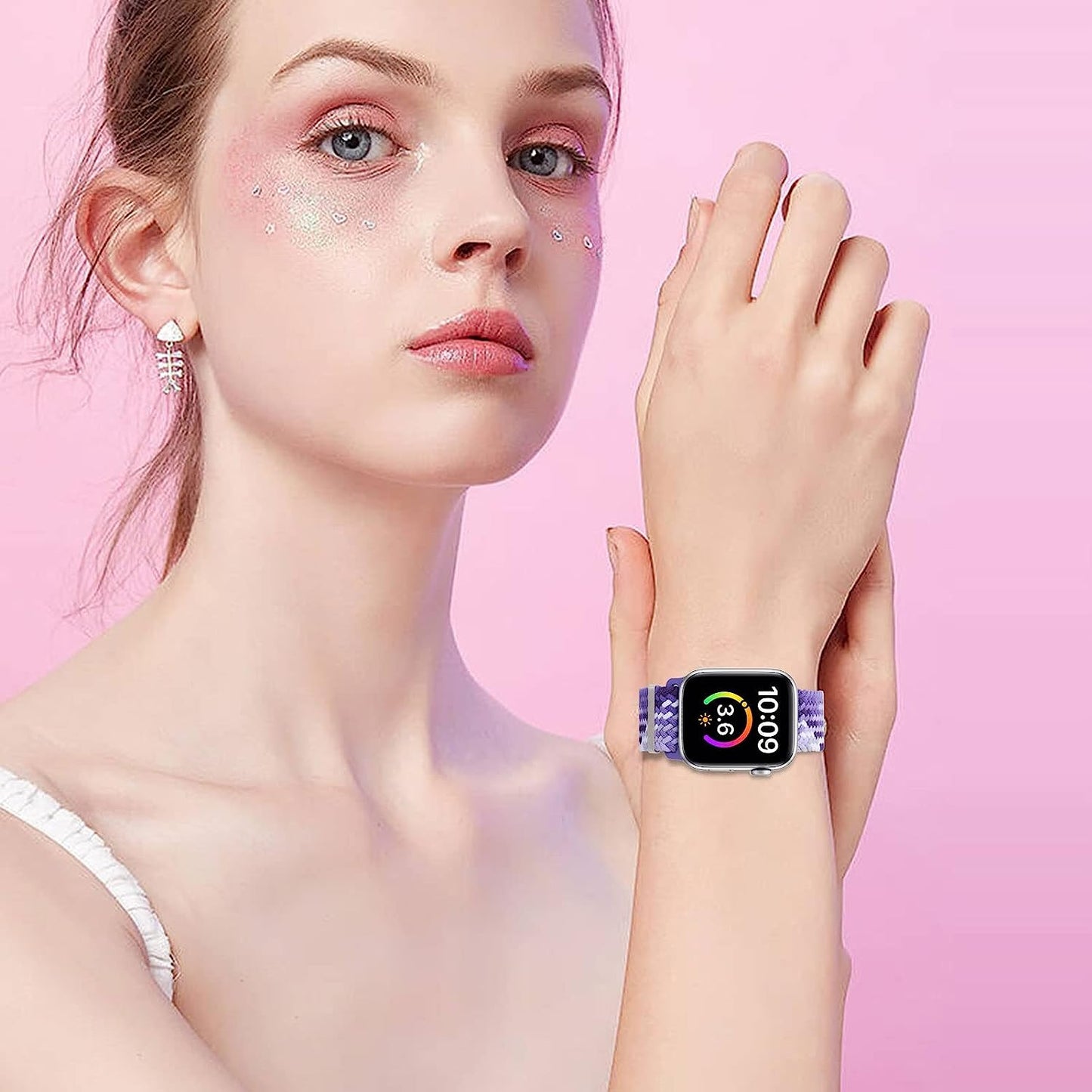 Silutupo Braided Watch Band Compatible with Apple Watch Bands for Women Men 45Mm 44Mm 42Mm 41Mm 40Mm 38Mm Elastic Stretchy Wristbands for Iwatch Series 8/7/6/5/4/3/2/1/SE  Silutupo   