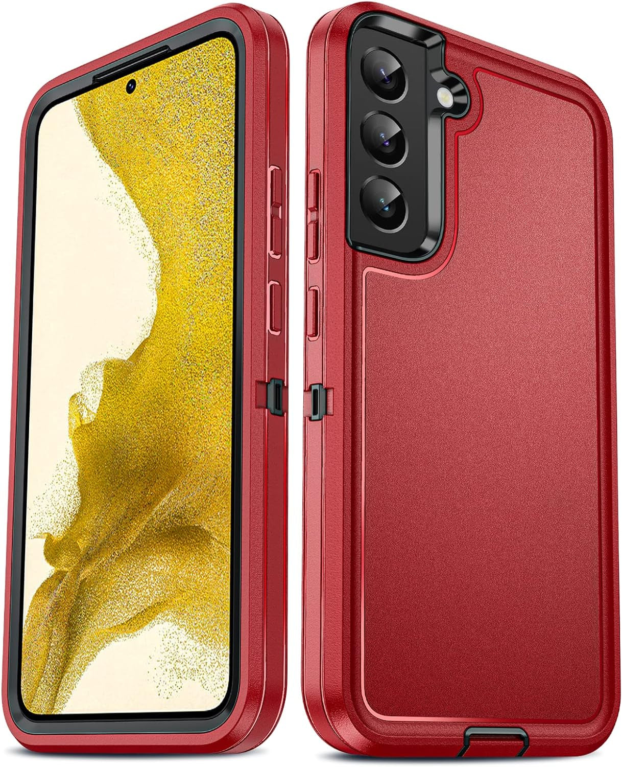 Leyi for S22 plus Case, Galaxy S22 plus Case, 3 in 1 Full Body Shockproof Rubber Dustproof Rugged Defender Protection Case for S22 Plus, Teal  LeYi Red/Black  