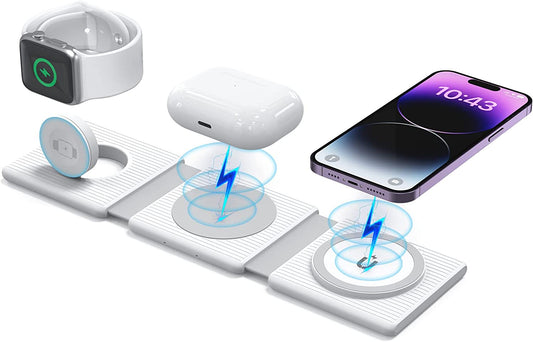 Wireless Charger,Kafiya 3 in 1 Wireless Charging Station,Foldable Travel Fast Charger Compatible for Iphone 14/Pro/Max/Plus/13/12 Series,Air_Pods 3/2/Pro,Iwatch,Samsung(Adapter Included)  KAFIYA   