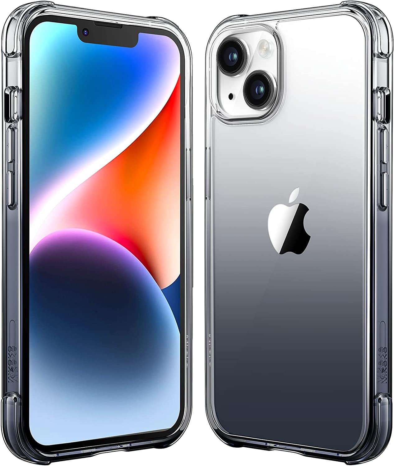 Mkeke Compatible with Iphone 13/14 Case, Not Yellowing Shockproof Phone Case with Protective Bumper Slim Cover Fit for Iphone 13/14, Gradient Clear-Black  Shenzhen Make Technology Company Limited Gradient Clear-Black  