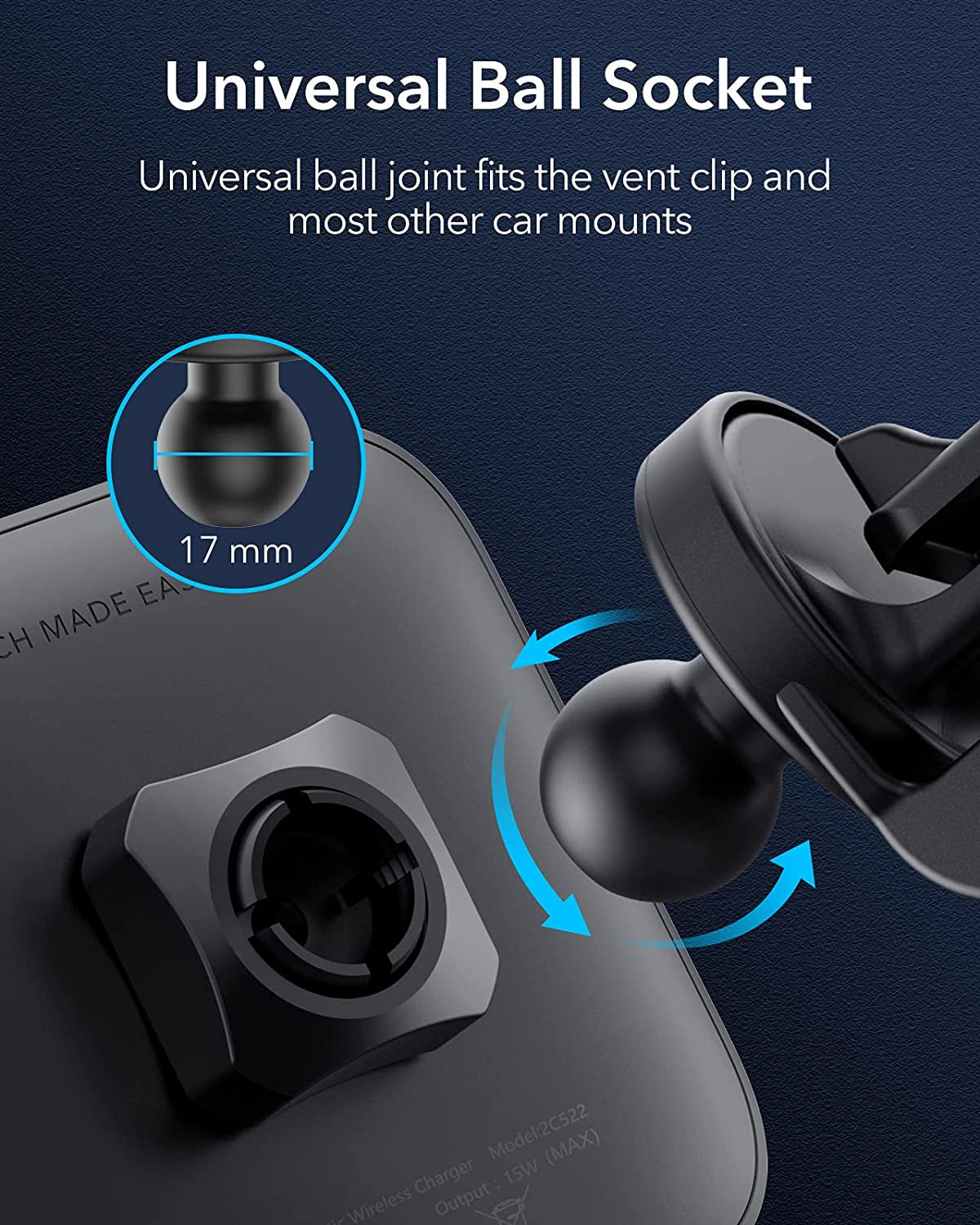 ESR Magnetic Wireless Car Mount Charger (Halolock), Compatible with Magsafe Car Charger, Air Vent Car Phone Holder for Iphone 14/13/12 Series, Car Accessories, Fast Charging, Strong Magnets, Black  Electronic Silk Road Corp   