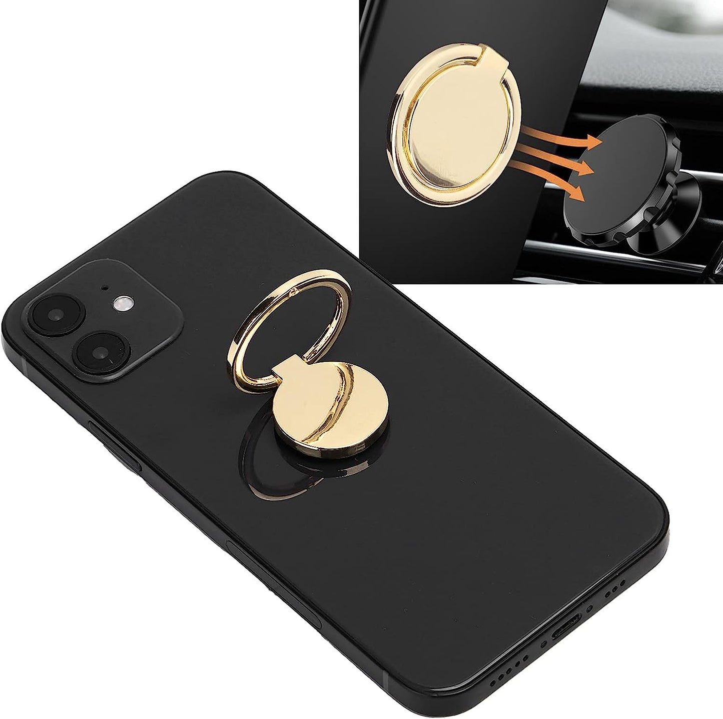 Phone Ring Holder, Mobile Phone Finger Ring Grip 360 Adjustable Metal Phone Holder Magnetic Car Mount for Mobile Phones and Tablets(Gold)  Yoidesu   