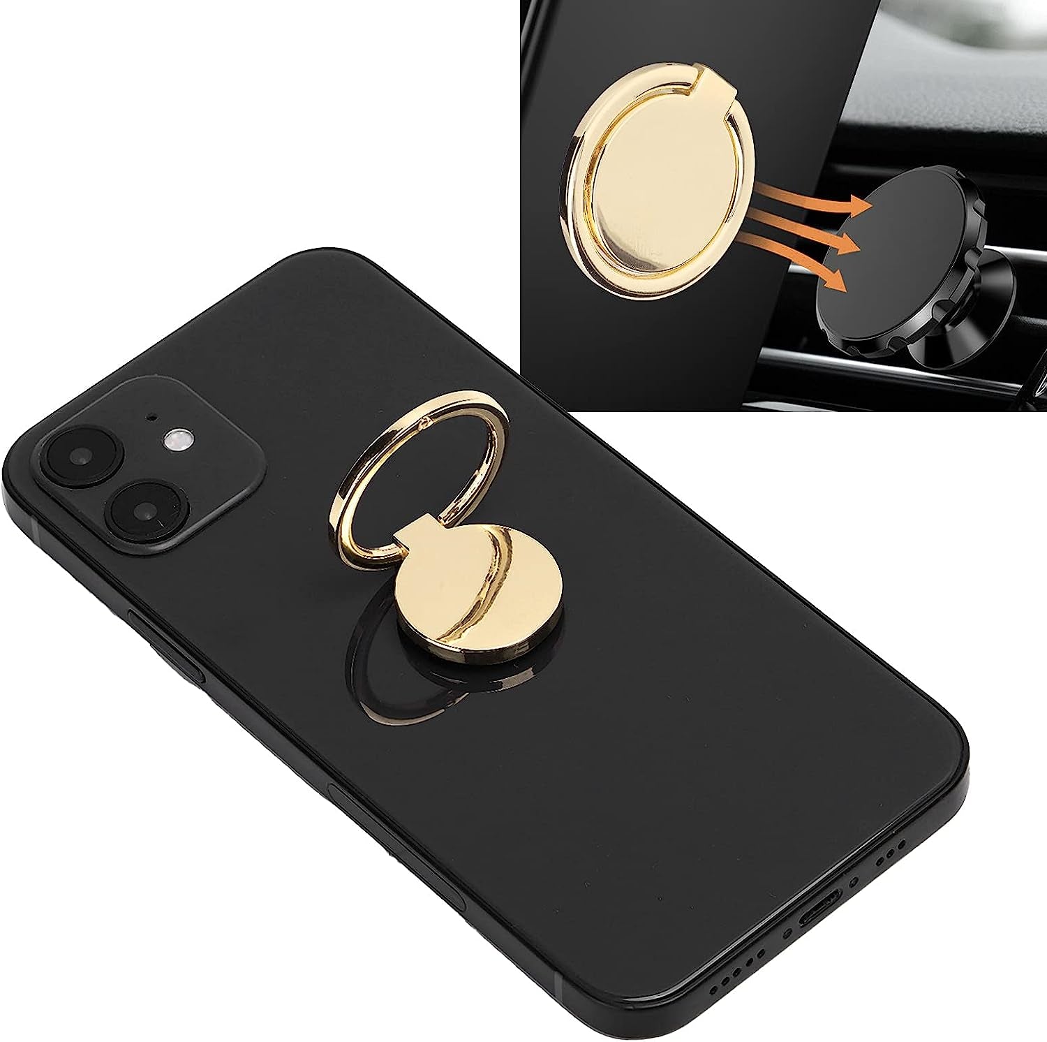 Phone Ring Holder, Mobile Phone Finger Ring Grip 360 Adjustable Metal Phone Holder Magnetic Car Mount for Mobile Phones and Tablets(Gold)  Yoidesu   