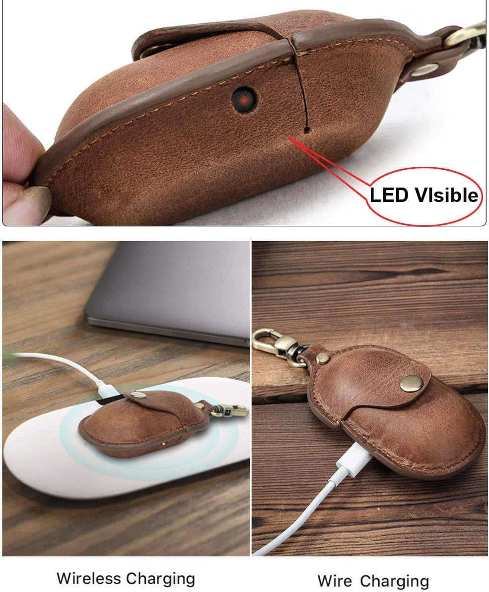 For Galaxy Buds Case, Personalized Genuine Leather Case Samsung Galaxy Buds Case Portable Protective Galaxy Buds Case Cover Shockproof with Loss Prevention Clip for Galaxy Buds & Galaxy Buds+ Plus  Tg   