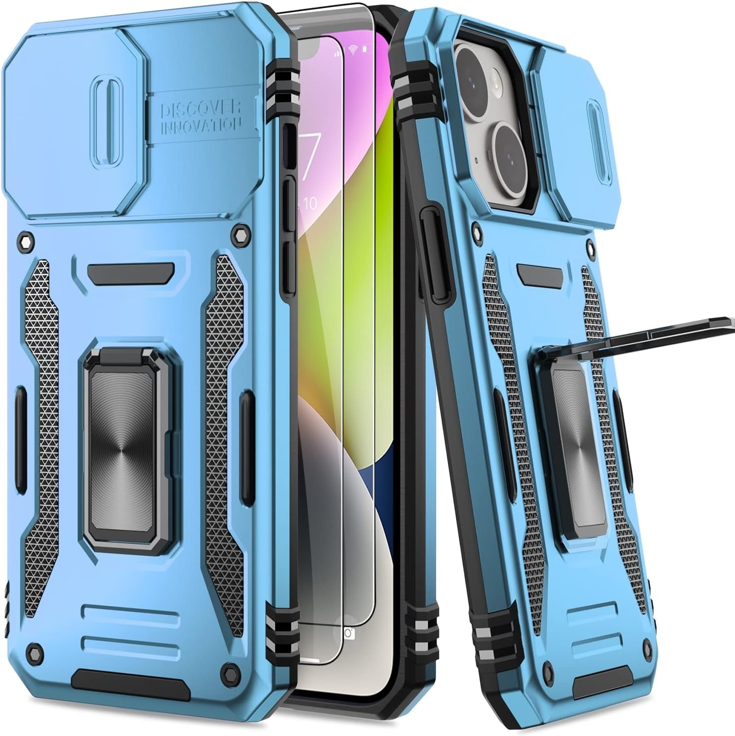 AUPAI Iphone 14 plus Case with Screen Protector,Iphone 14 plus Cover Crystal Clear Anti-Yellow Heavy Duty Acrylic Protective Phone Case with Magnetic Kickstand for Apple Iphone 14 Plus,Green  AUPAI   