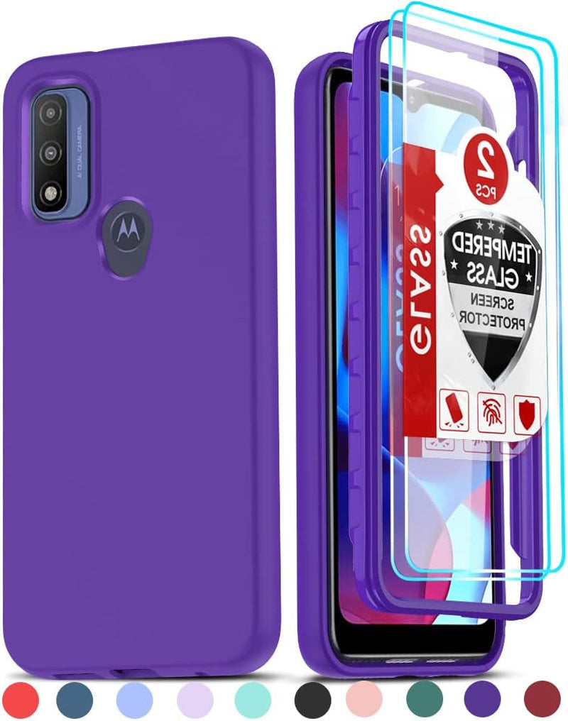 Leyi for Moto G Power 2022 Case: Moto G Pure Phone Case with [2 X Tempered Glass Screen Protector], Full-Body Shockproof Soft Liquid Silicone Protective Phone Cover Case for Motorola G Pure, Mint  LeYi G Pure/G Power 2022/G Play 2023 S Purple  