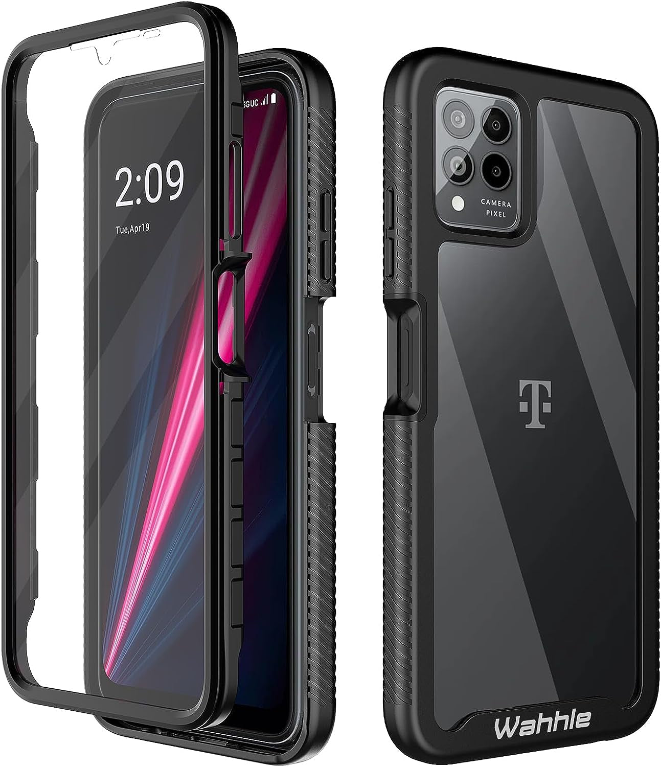 Wahhle Oneplus Nord N200 5G Case, Built in Screen Protector Full Body Shockproof Slim Fit Bumper Protective Phone Cover for 1+ Nord N200 5G Men Women-Black/Clear  wahhle Black T-Mobile Revvl 6 Pro 