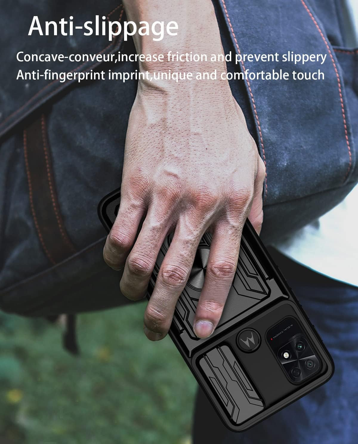 Ccsmall for Xiaomi Poco C40 Case Sliding Window Case with Card Holders, Cover with Slide Camera Protection Built-In Magnetic Kickstand Case for Xiaomi Poco C40 LJK Black  CCSmall   