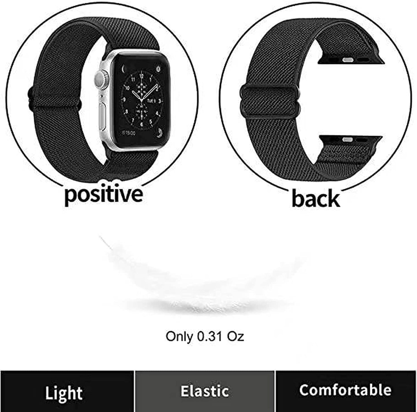 Adjustable Elastics Band Compatible with Apple Watch 38Mm 40Mm 41Mm 42Mm 44Mm 45Mm, Sport Solo Loop Stretch Nylon Replacement Wristband for Iwatch SE Series 8 7 6 5 4 3 2 1  LHXYUO   