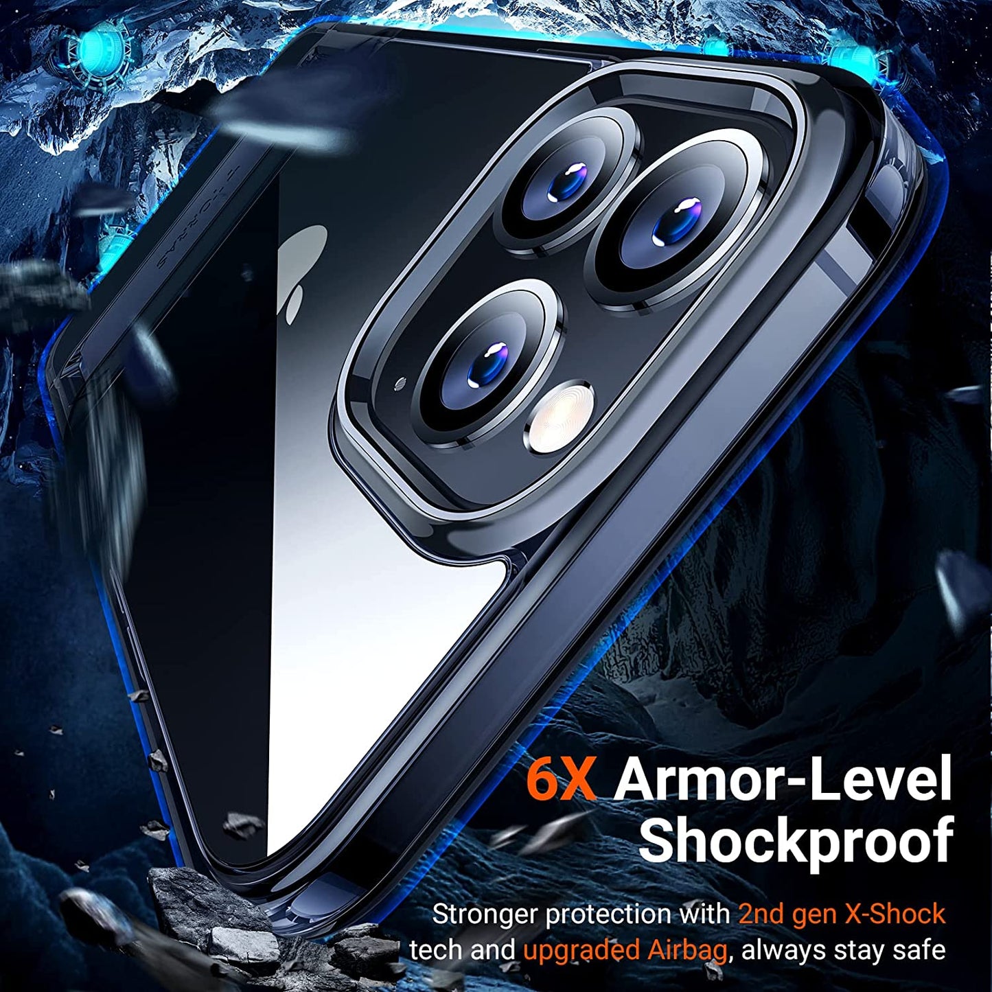 TORRAS Moonclimber for Iphone 13 Pro Max Case, [3 Stand Ways][Non-Yellowing & Military Grade Shockproof] Protective Slim Hard Clear Phone Case with Stand 6.7'' 2021, Black  TORRAS   