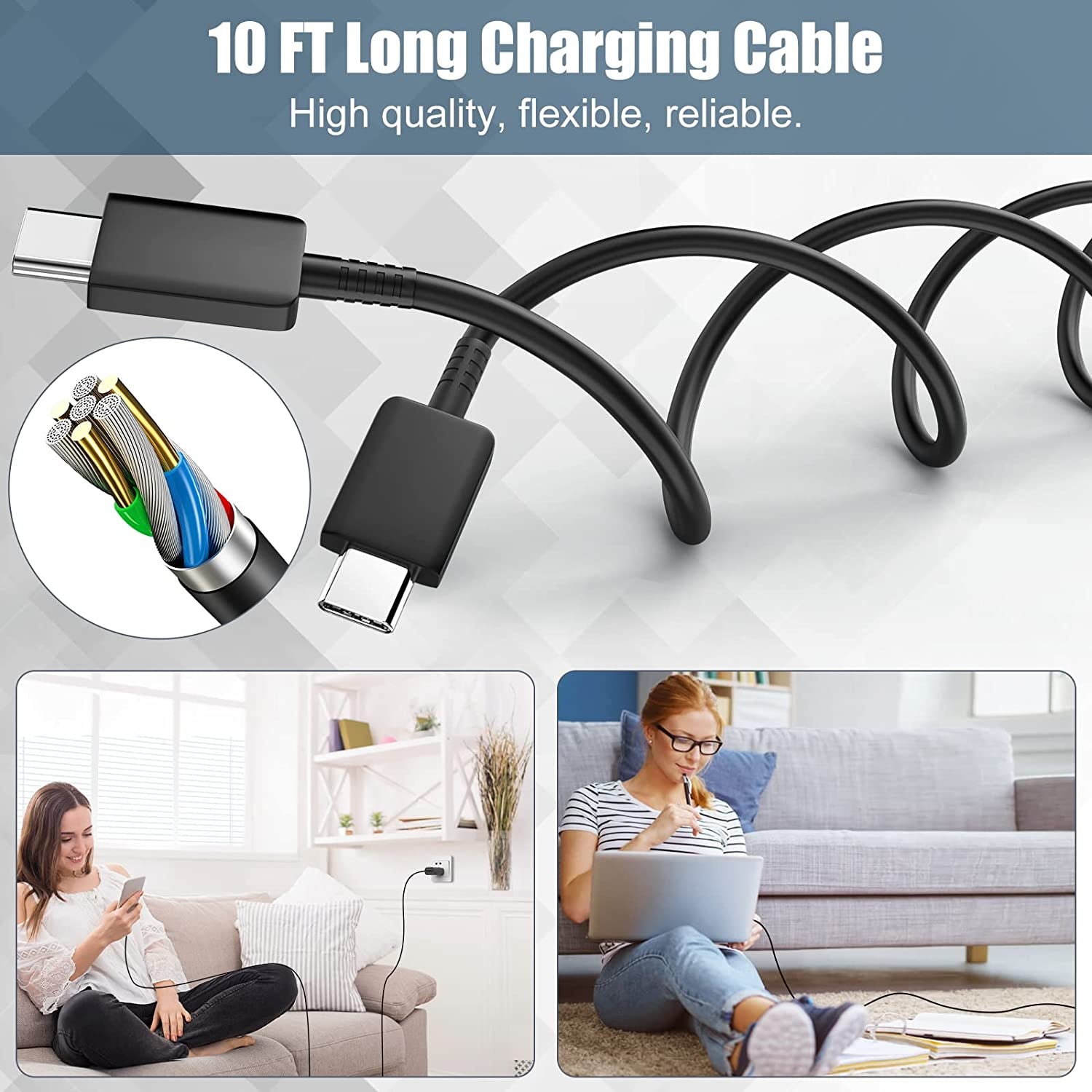 Samsung Super Fast Type C Charger 25W Android Charger 10FT USB C Charger Cable Fast Charging Block for Samsung Galaxy S23/S23 Ultra/S23+/S22/S22 Ultra/S22+/S21/S20/Note 20/Note 10/Z Fold/Flip 4/3  Shenzhen Xihuida Electronics Co., Ltd   