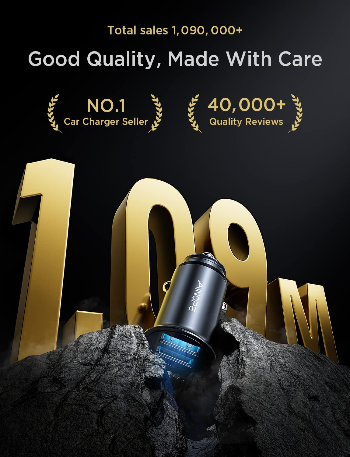 Car Charger, AINOPE Smallest 4.8A All Metal USB Car Charger Port Fast Charge Car Charger Adapter Flush Fit Compatible with Iphone 14 Pro Max/13/12/11/X/6S, Ipad Air 2/Mini 3, Samsung Note 9/S10/S9/S8  Ainope   