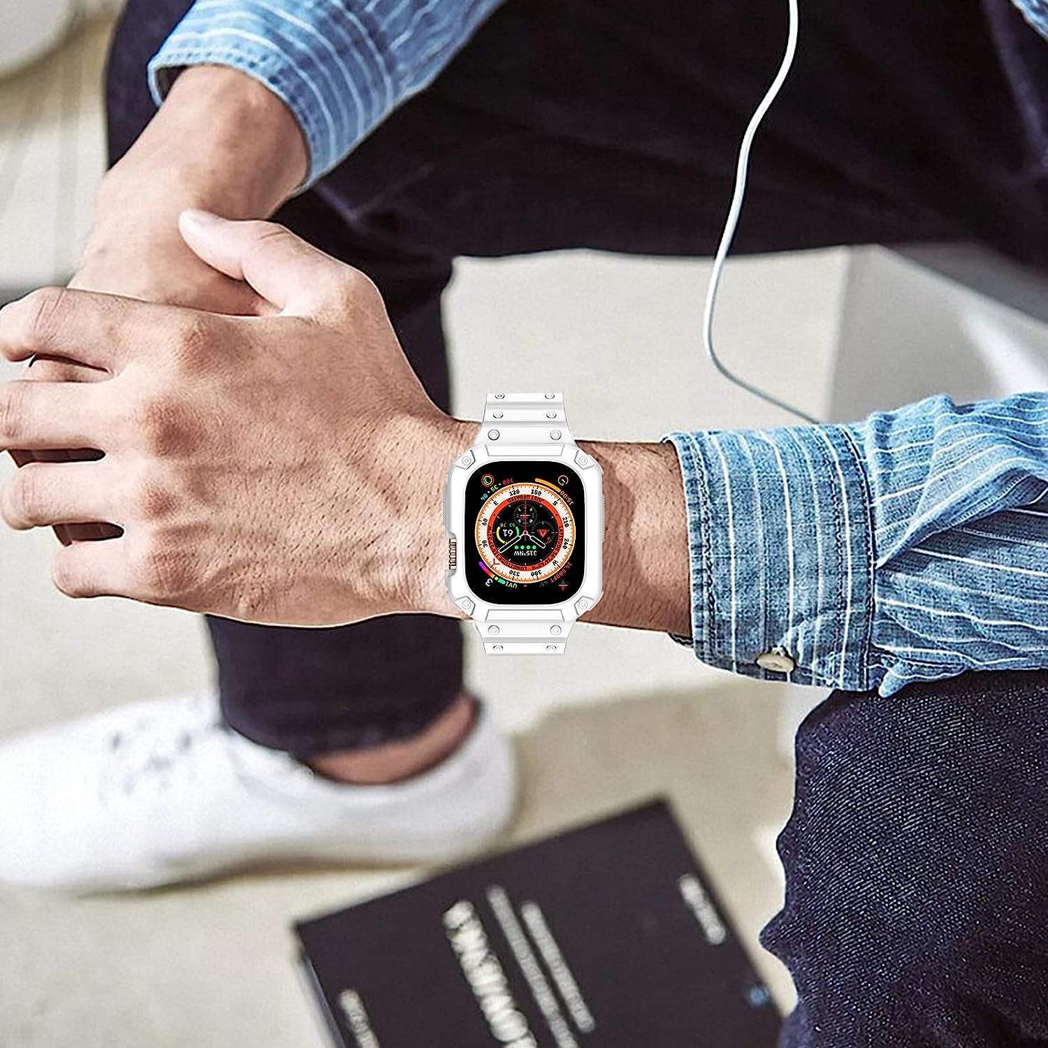 AIRYZGOOD Compatible for Apple Watch Band Ultra 49Mm with Bumper Case,Crystal Clear Soft Sport Wristband Shockproof Protector Case for Iwatch Ultra 49Mm  AIRYZGOOD   