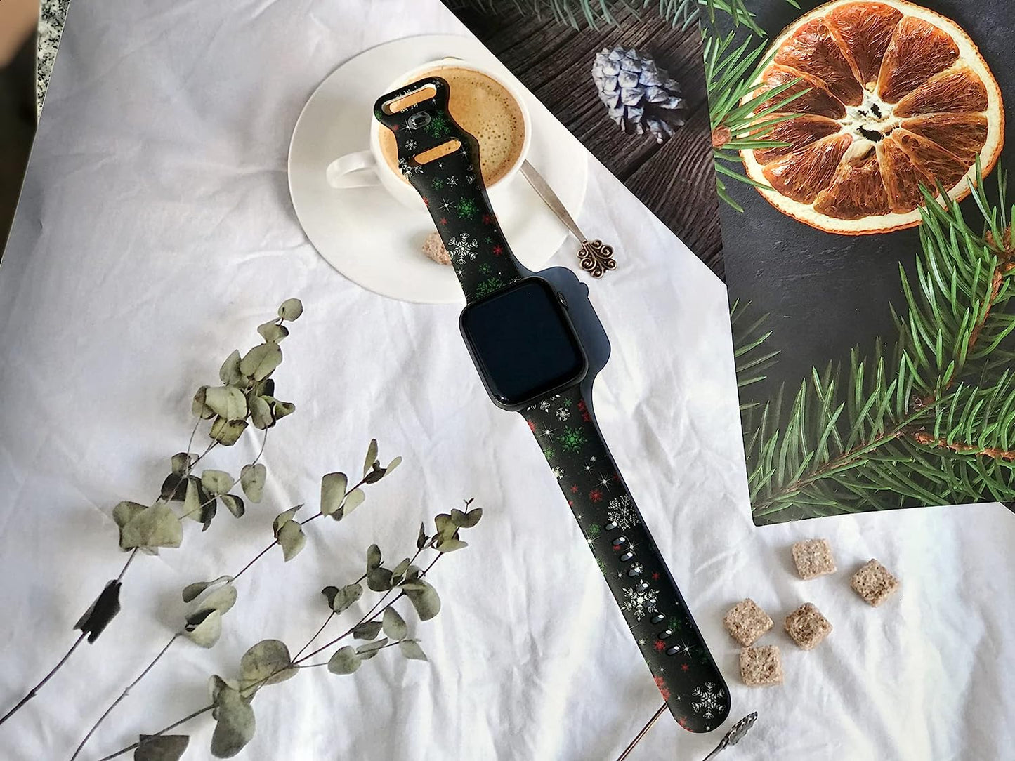 Christmas Watch Band Compatible with Apple Watch 38Mm 40Mm 41Mm 42Mm 44Mm 45Mm, Xmas Silicone Christmas Pattern Replacement Bands Wristbands Strap Compatible with All Iwatch Series  WANSENCE   