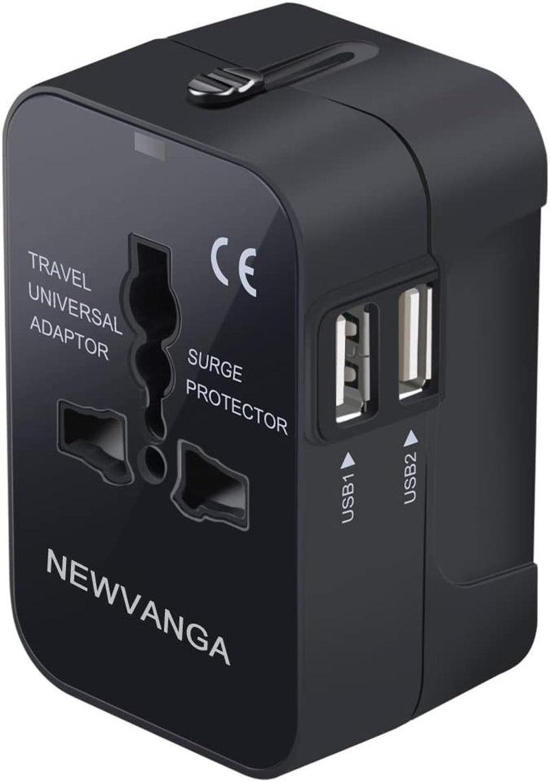 NEWVANGA International Universal All in One Worldwide Travel Adapter Wall Charger AC Power Plug Adapter with Dual USB Charging Ports for USA EU UK AUS European Cell Phone Laptop  LIANSING   