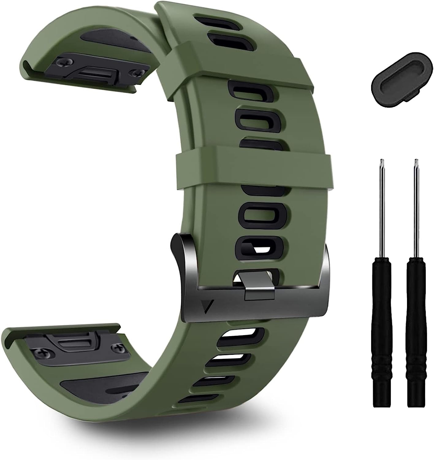 Compatible with Garmin Watch Bands,26Mm Width Soft Silicone Quick Release Straps for Fenix 7X/Enduro/Fenix 6X Pro/Fenix 6X/Fenix 5X Plus/Fenix 3/Fenix 3 Hr/Descent Mk1/D2 Delta Px/Tactix Delta,Black-Grey  ZPJPPLX Olive Green/Black  