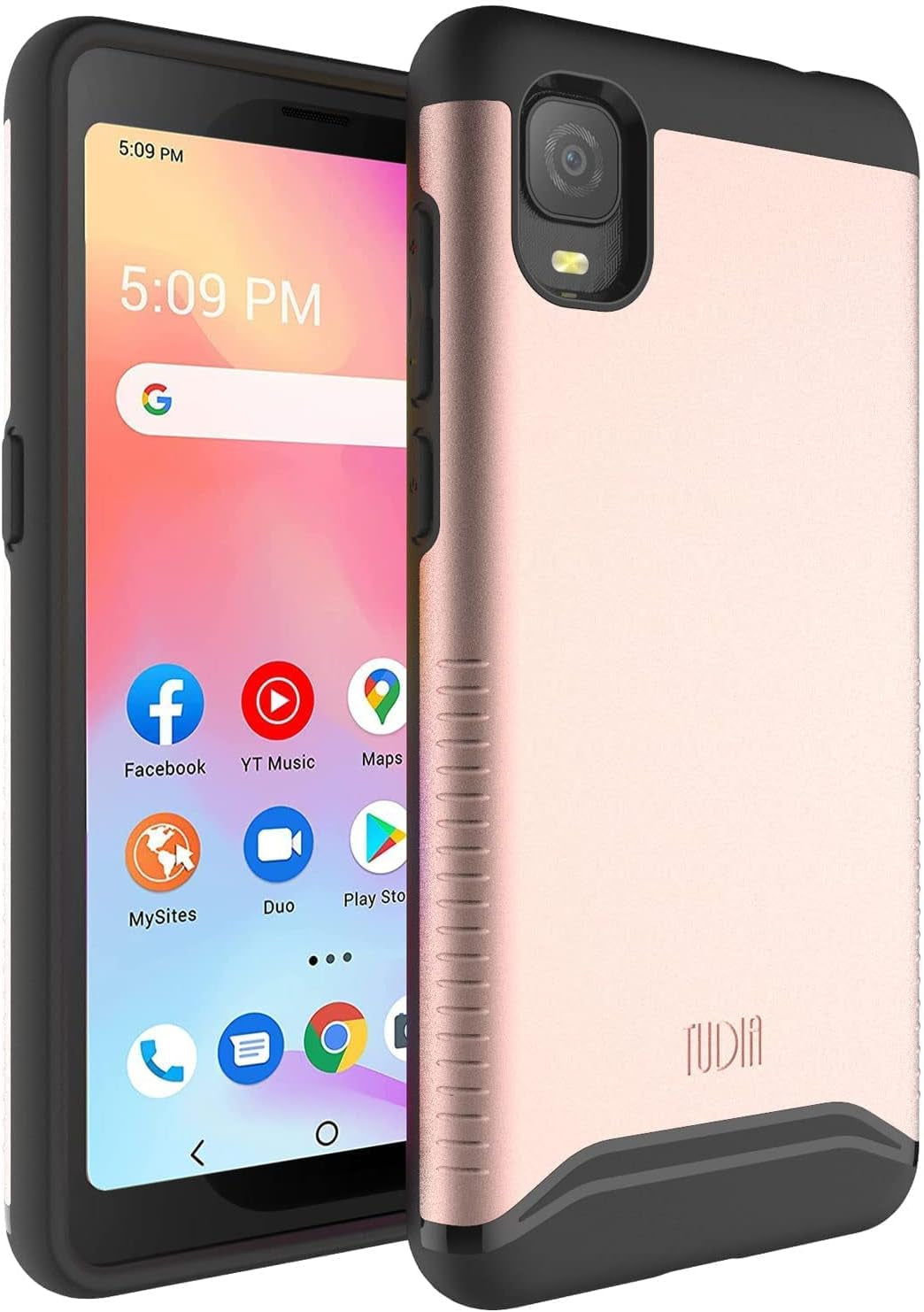 TUDIA Dualshield Designed for Alcatel TCL A3 A509DL Phone Case/Tcl A30 Case, [Merge] Shockproof Military Grade Drop Protection Dual Layer Protective Case - Matte Black  TUDIA Rose Gold  