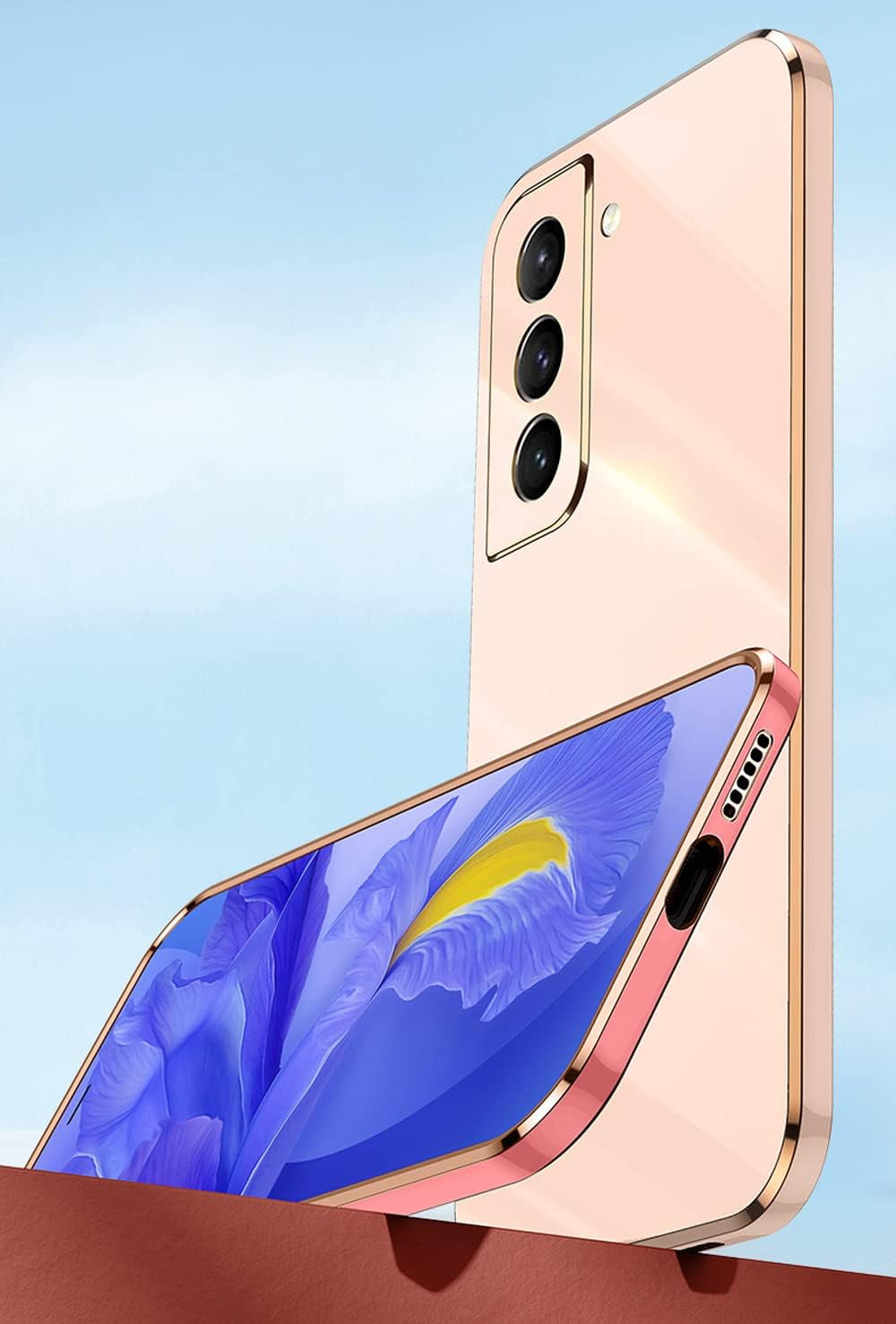 Sunswim Compatible with Galaxy S21+ plus Case Cover Cute Full Camera Lens Protection & Electroplate Shockproof Edge Bumper Case Soft TPU Protective Phone Cases for Samsung Galaxy S21 plus 5G 6.7"-Pink  Sunswim   