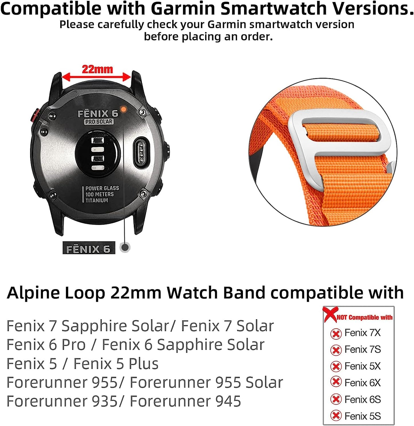 Blackpro Alpine Loop Nylon Strap Compatible Garmin Fenix 6/Fenix 6X Pro/Fenix 5 Watch Band,22Mm Sport Nylon Replacement Watch Bands for Garmin Fenix 6 Pro/Sapphire.  BlackPro   