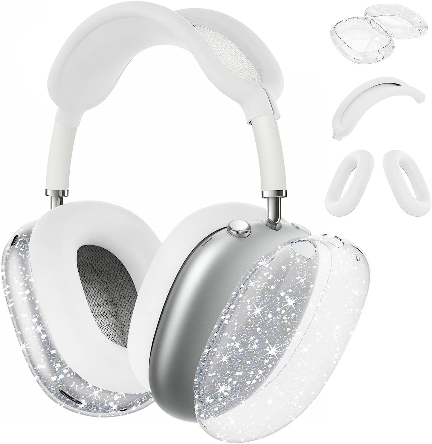 Aiaabq for Airpods Max Case Cover,Anti-Scratch Ear Pad Case Cover/Ear Cups Cover/Headband Cover for Airpods Max. Clear Soft TPU and Silicone,Skin Scratch Proof (Green)  Aiaabq Glitter White  