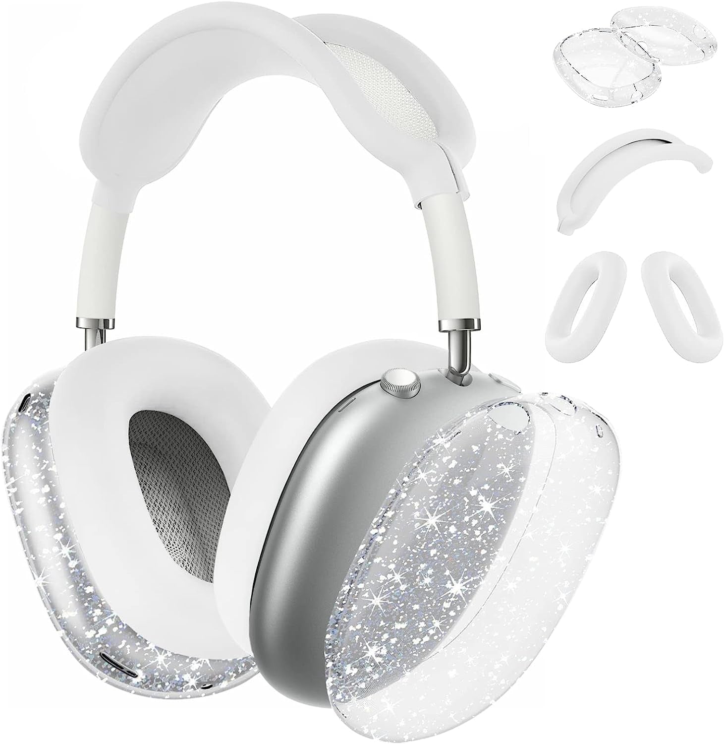 Aiaabq for Airpods Max Case Cover,Anti-Scratch Ear Pad Case Cover/Ear Cups Cover/Headband Cover for Airpods Max. Clear Soft TPU and Silicone,Skin Scratch Proof (Green)  Aiaabq Glitter White  