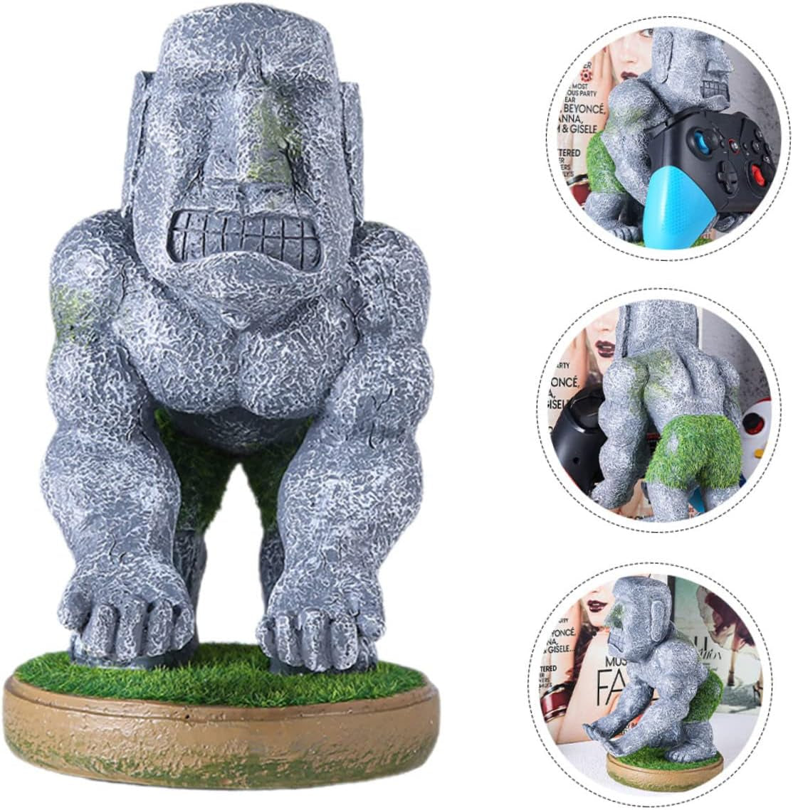 Cabilock 2Pcs Controller Smartphones Ornament Game Gaming Decor Unique Monolith Phone Head Headphone Moai All Accessories Decorative Handle Craft Wear-Resistant Accessory Novel Cell Stone  Cabilock   