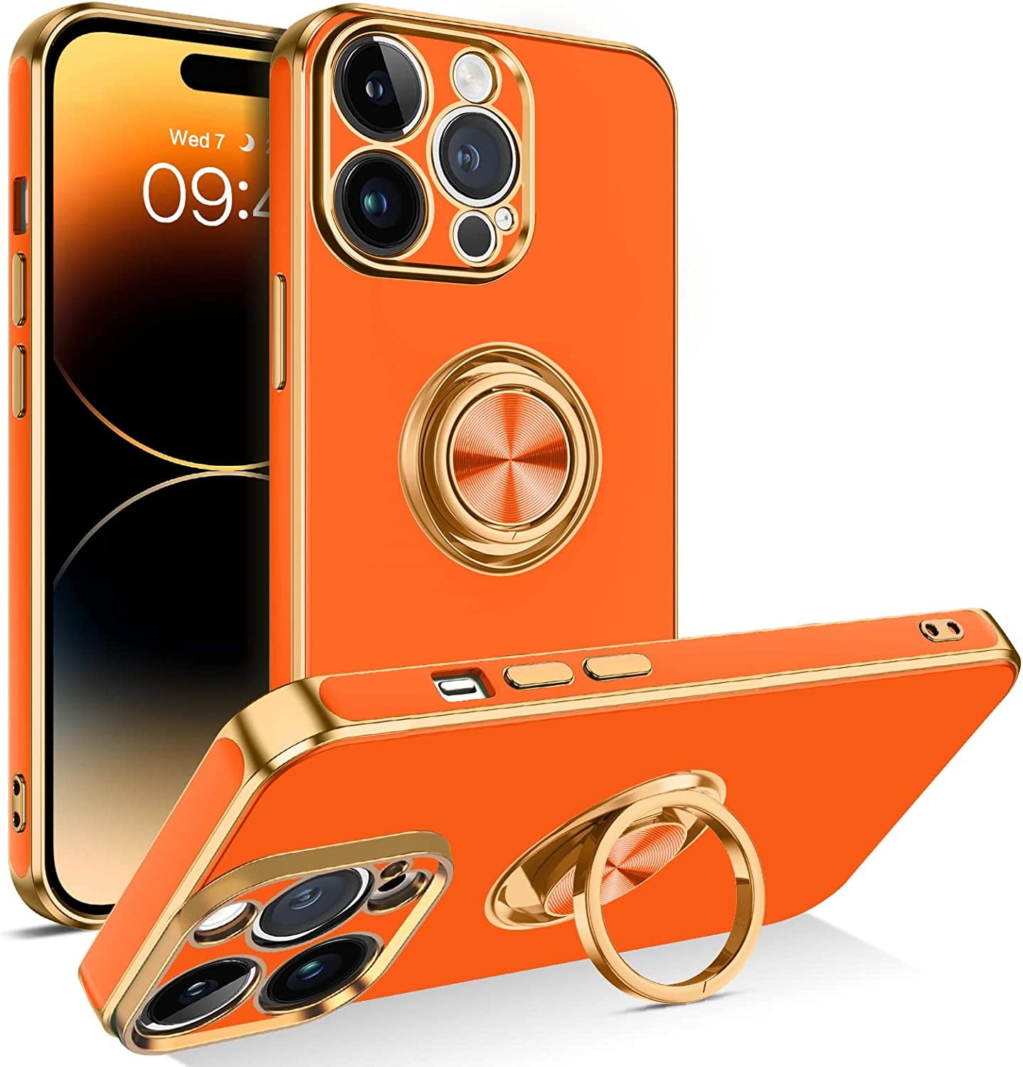 BENTOBEN Iphone 14 Pro Max Case, Slim Lightweight 360° Ring Holder Kickstand Support Car Mount Shockproof Women Men Non-Slip Protective Case for Iphone 14 Pro Max 6.7", Blue  BENTOBEN C977-Living Coral  