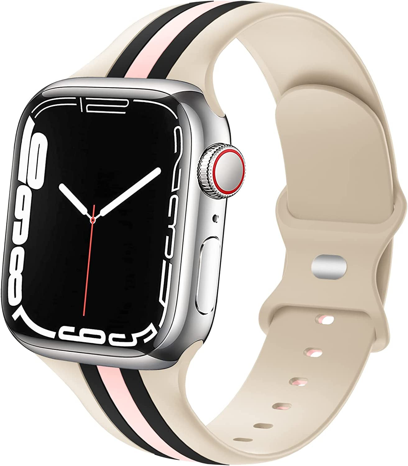 Designer Sport Bands Compatible with Apple Watch Band 42Mm 44Mm 45Mm 49Mm Series 8 Ultra 7 6 5 4 3 2 1 SE Women Men, Breathable Soft Silicone Strap Replacement Band for Iwatch Bands  Plesechde Pink/Black-Walnut 38mm/40mm/41mm 