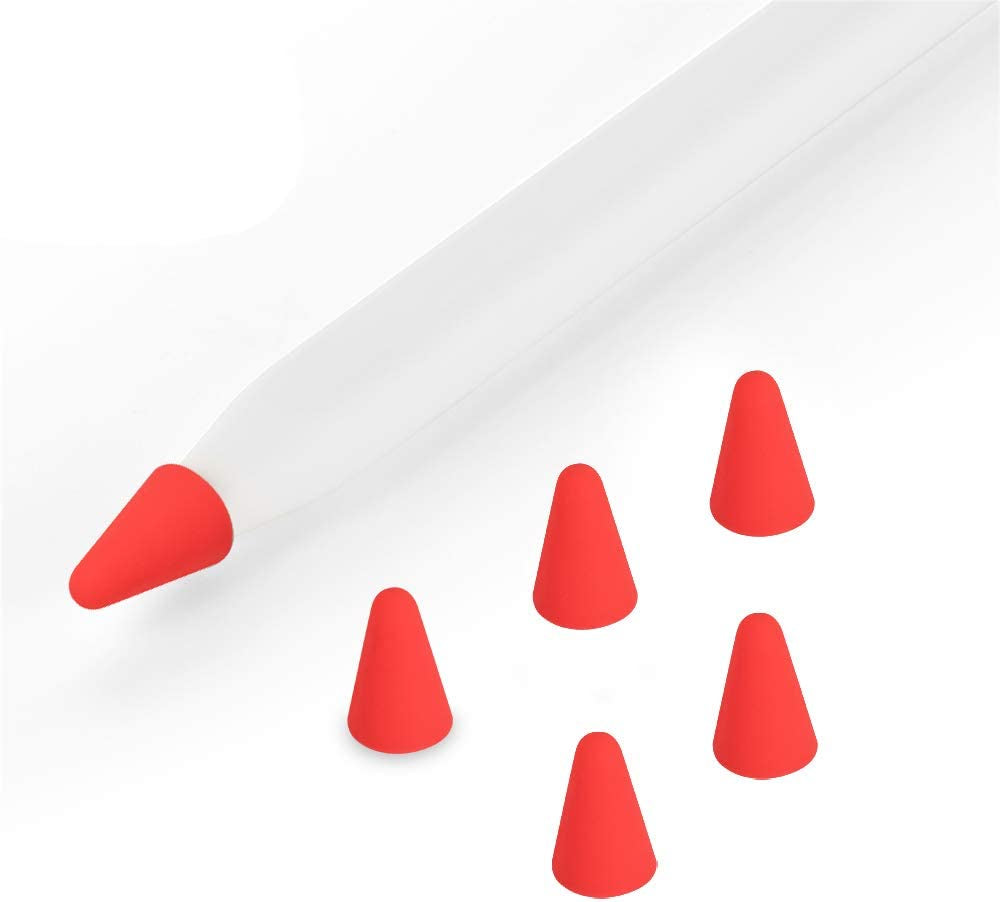 ZALU Silicone Nibs Cover Writing Protection for Ipad Pencil Compatible with Apple Pencil Tips (2Nd Gen) (Pink+Mint Green+White+Yellow+Matcha Green)  ZALU Red  