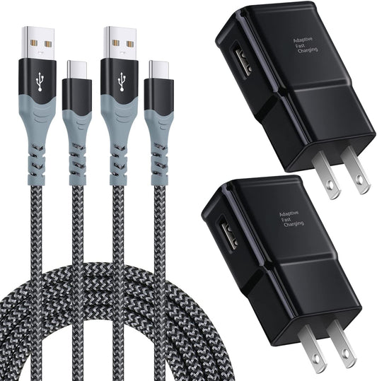 Adaptive Fast Charging Wall Charger with USB C Cable 10Ft, Excgood USB Fast Charger Type C Charger Compatible for Samsung Galaxy S23 Ultra A13 A03S A53 A23 S22 S21 S20 S10 S9 Android Phone-2Pack,Black  Shenzhen Hao Nuo Tian Electronics Co.,LTD   