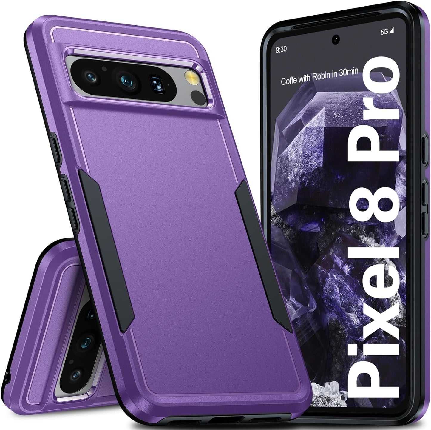 Oneagle for Google Pixel 8 Case, Pixel 8 Case with 2 Screen Protector, [15FT Military Protection][Double Layer][Heavy Duty][Anti-Slip][Matte Feel] Shockproof Phone Case for Pixel 8 6.2 Inch  Oneagle Purple Pixel 8 Pro 