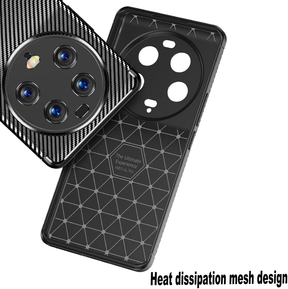 Teroxa for Xiaomi Mi 13 Ultra Case, Super Thin Carbon Fiber Texture Soft Silicone Bumper Camera Lens Protection Shockproof Cover (Black)  teroxa   