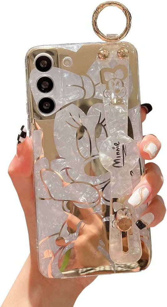 Meishangmei for Samsung Galaxy S22 plus Case 6.6" [NOT 6.1"] Sparkle Bling with Strap Stand Cute Pattern IMD Plating Silicone Shockproof Protective Glitter Cases Cover for Girls and Women - Minnie  Meishangmei   