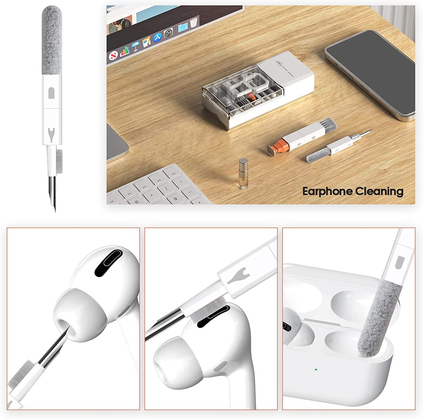 10-In-1 Keyboard Cleaner, Laptop Cleaning Kit Lens Pen for DSLR Cameras, 3 in 1 Earbud Cleaner Pen, Computer Cleaning Kit, Polish Cleaning Cloth Brush for Screen/Electronic/Macbook/Phone/Ipad/Pc/  Grete Gotye   