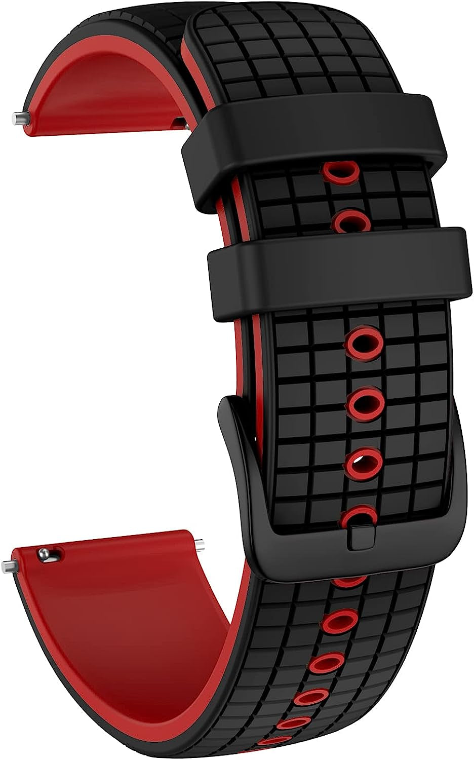 ISABAKE Watch Band for Compatible with Garmin Vivoactive 4/ Samsung Galaxy Watch 46Mm, 22Mm Silicone Bands for Ticwatch Pro S2//E2/Venu 2/Samsung Gear S3 Classic/Samsung Gear S3 Frontier/ Huawei GT Smartwatch  Isabake Black&Red 22MM 