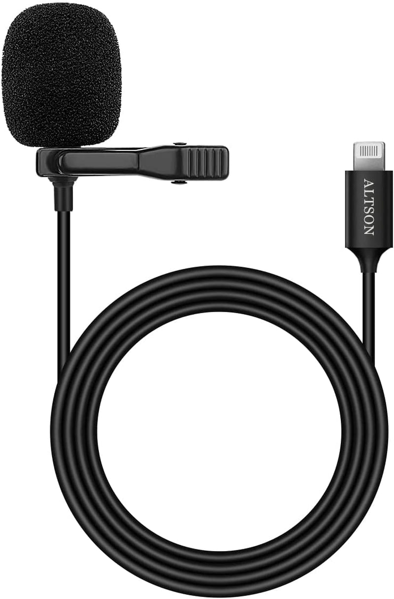 ALTSON Professional Lavalier Microphone for Iphone/Video Conference/Podcast/Voice Dictation/Youtube Grade Omnidirectional Phone Audio Video Recording Condenser Microphone (Black 9.84T)  ALTSON   