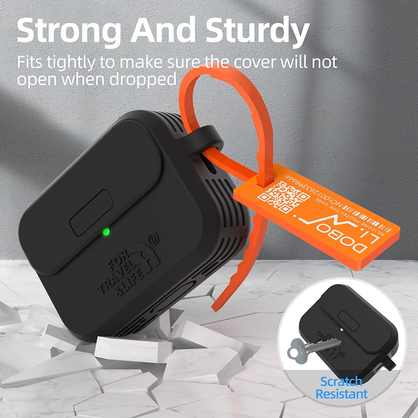 Airpods Pro 2Nd/1St Generation Case Cover,Secure Lock Full Protective Silicone Skin Accessories for Women Men with Apple Airpods Pro 2022/2019 Charging Case,Design by Doboli,Black  Doboli   