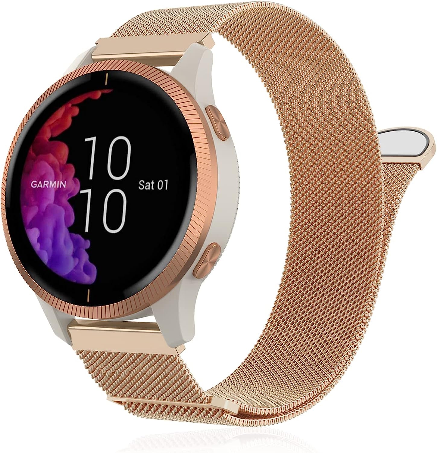 Sunnyson Milanese Metal Bands Compatible with Garmin Vivoactive 3/ Vivoactive 3 Music/ Garmin Venu/ Venu Sq Watch Band,20Mm Watch Band Mesh Stainless Steel Replacement Strap for Garmin Venu 2 Plus/Forerunner 245/ Forerunner 645 Women Men  Sunnyson Gold  