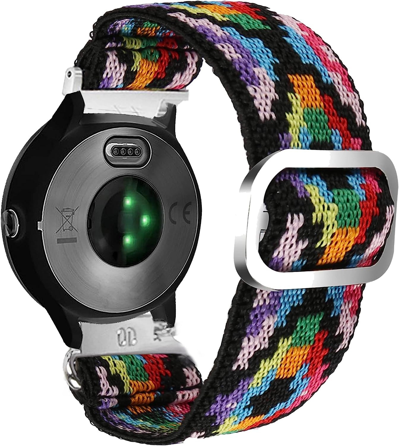 Abanen Elastic Watch Band for Garmin Venu 2 Plus/Venu Sq/Vivoactive 3, Embroidery Stretchy Loop Elastic Adjustable Wristband Strap for Samsung Galaxy Watch 4 40Mm / 44Mm  Abanen Multicolor  