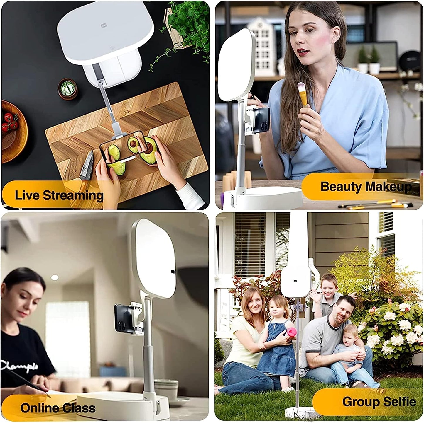 Phone Stand for Video Recording, YENDILI Extendable Overhead 360° Rotation Selfie Stand Holder with 2 Phone Holder 15 Brightness LED Ring Light for Content Creator Kit, Iphone Vlogging Kit, Live Stand  Shenzhen Huanke Precision Manufacturing Co., Ltd.   