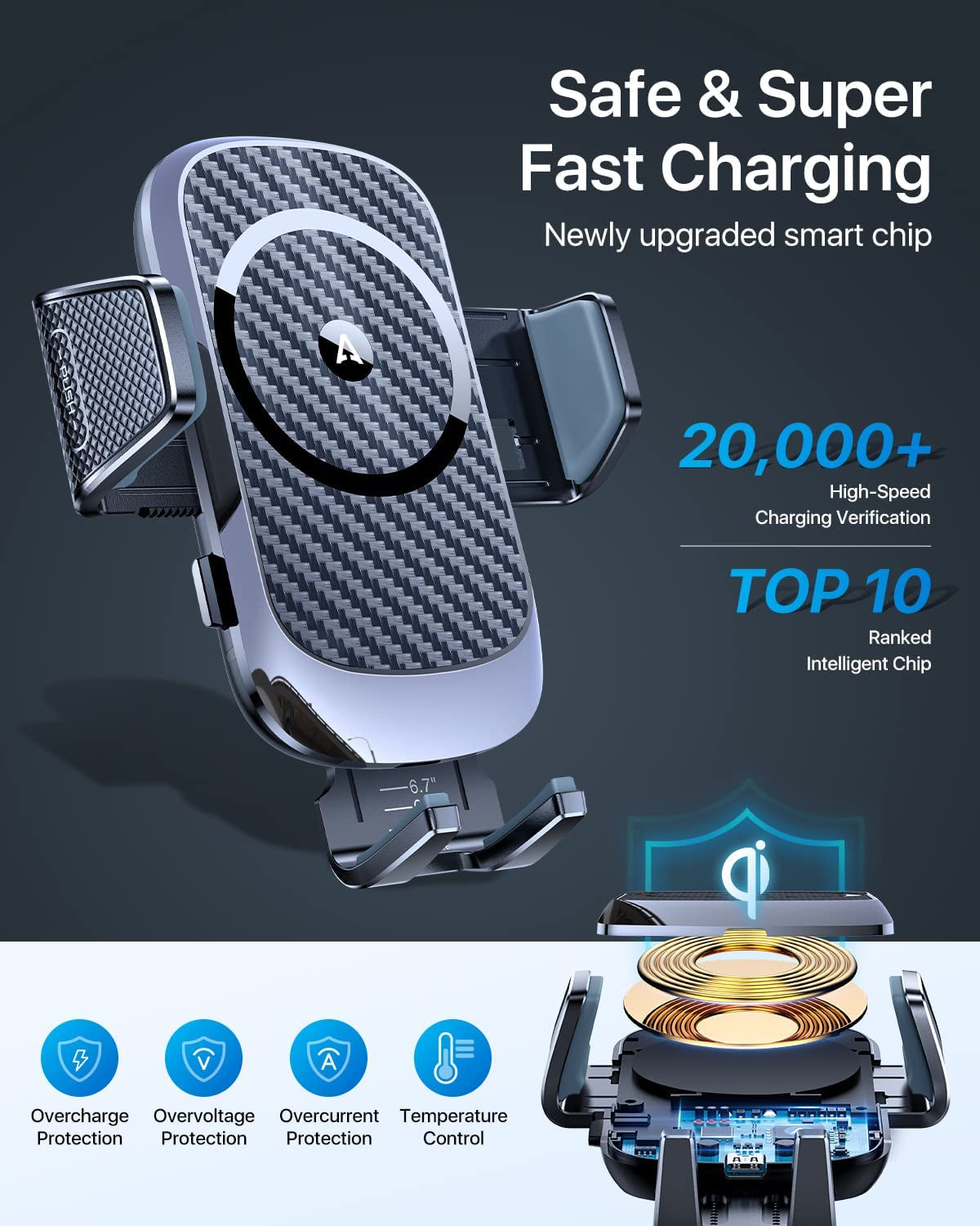 [Fast Charging] Andobil 15In Wireless Car Charger, [Upgraded Secure Chip] Qi Car Cup Phone Mount with Adapter Adjustable Gooseneck Cup Holder Charger Compatible with Iphone 14 13 12 Pro Max S22 S21  andobil   