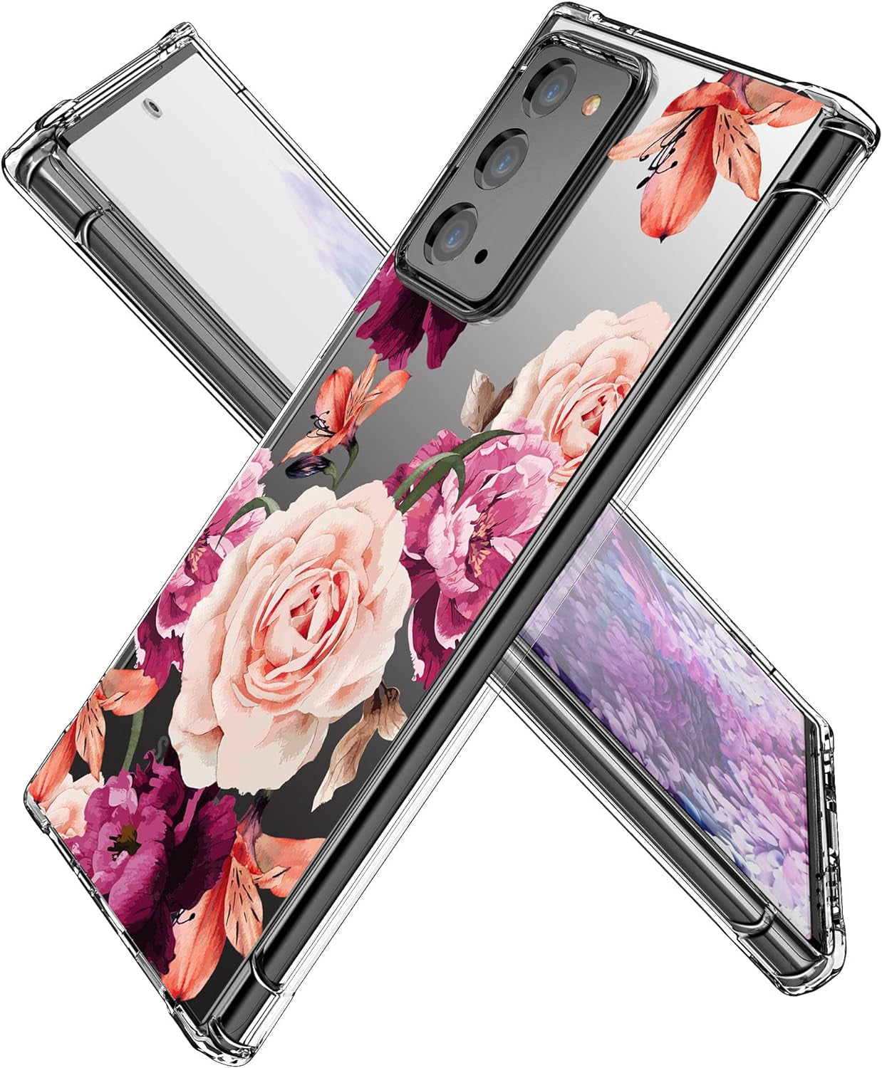 KIOMY Case for Samsung Galaxy Note 20 5G for Women Girls Clear with Cute Floral Design Shockproof Bumper Protective Cell Phone Back Cover Slim Fit Flexible Flower Skin for Samsung Galaxy Note 20 5G  KIOMY   