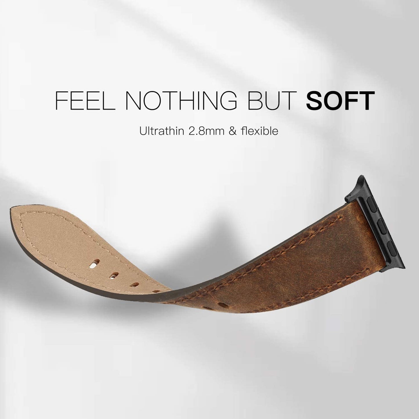 EDIMENS Leather Bands Compatible with Apple Watch 45Mm 42Mm 44Mm Band Men Women, Vintage Genuine Leather Wristband Replacement Band Compatible for Apple Watch Iwatch Series 8 7 6 5 4 3 2 1, SE Sports Retro Walnut  EDIMENS   